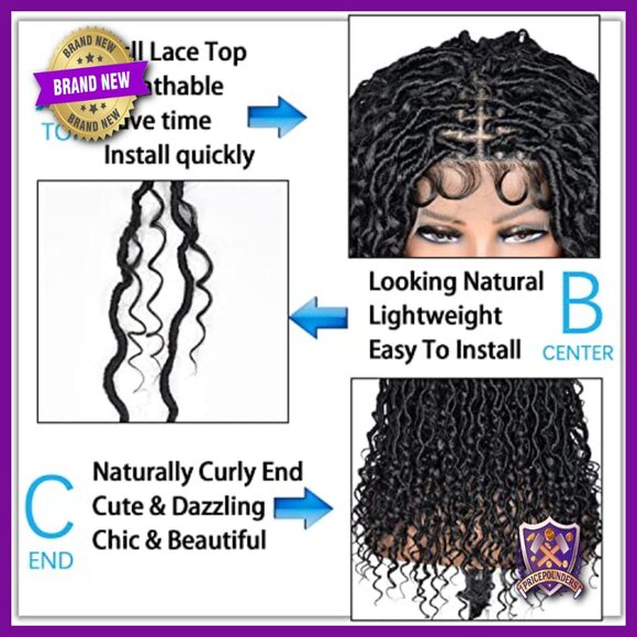 18 Inch Synthetic Faux Locs Wig with Baby Hair Full Lace Front Glueless main image 6